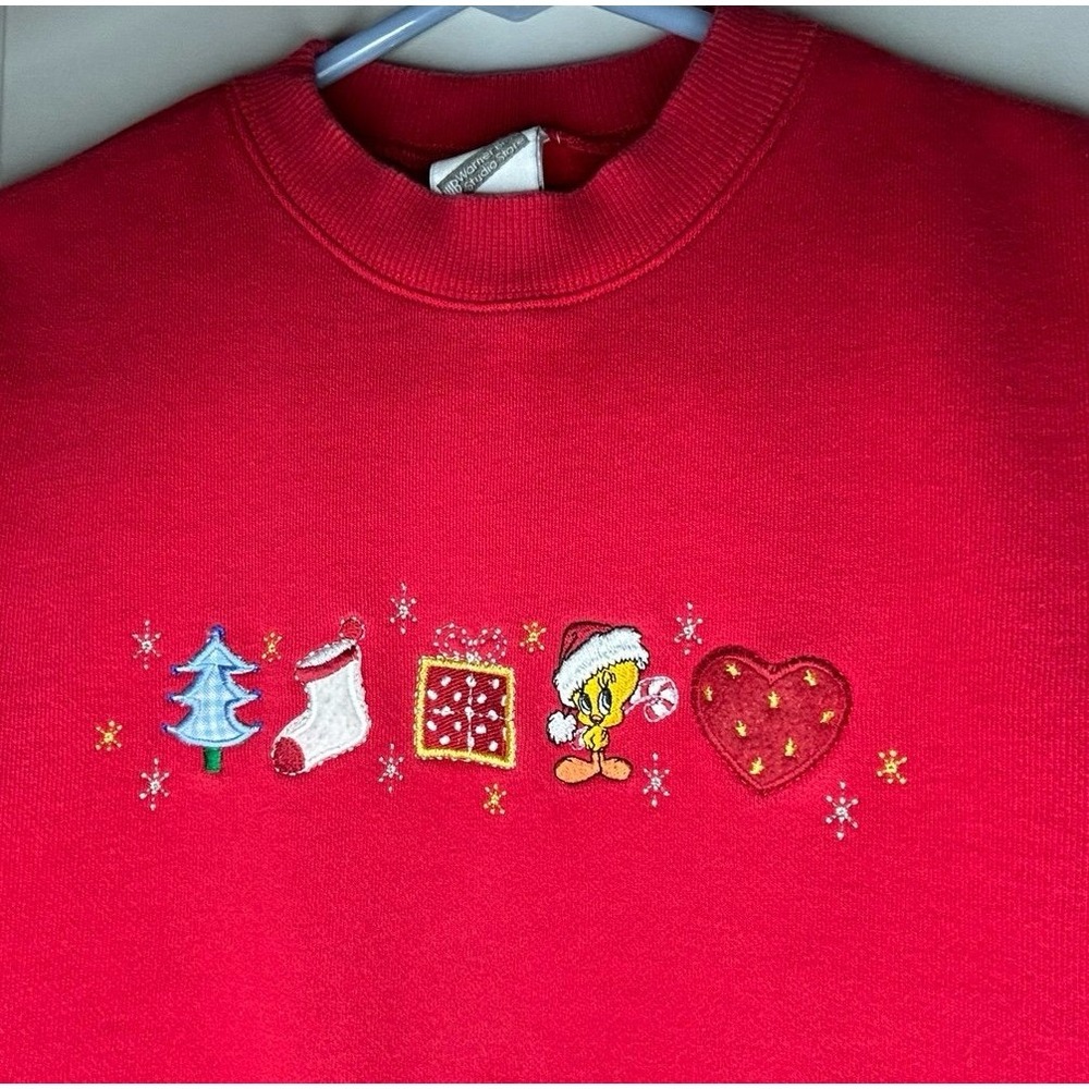 Vintage 90's Warner Bros. Tweety Bird Christmas‎ Embroidery Crewneck Sweatshirt
